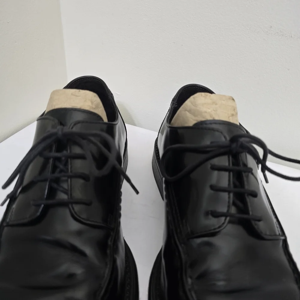 KENNETH COLE REACTION size 9 Black Square Toe Leather‎ Lace Dress Shoes